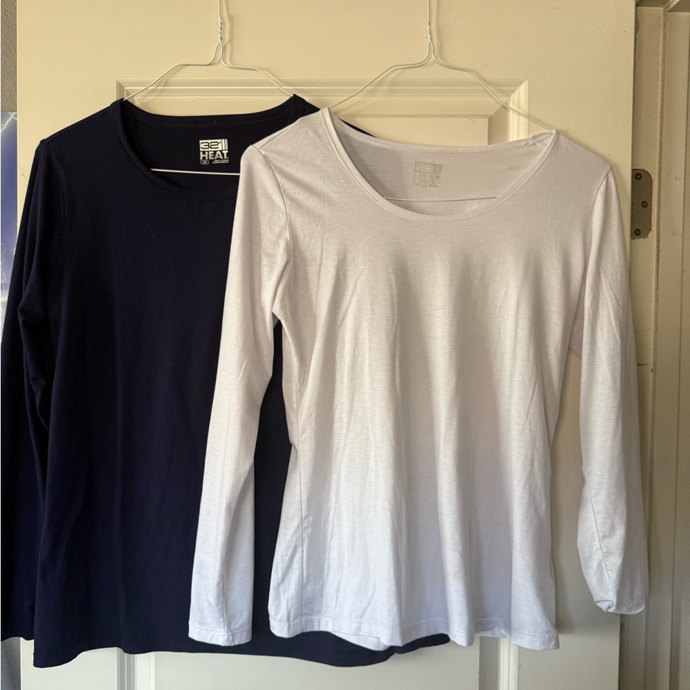 32 Degrees Navy and White Long Sleeve Tops